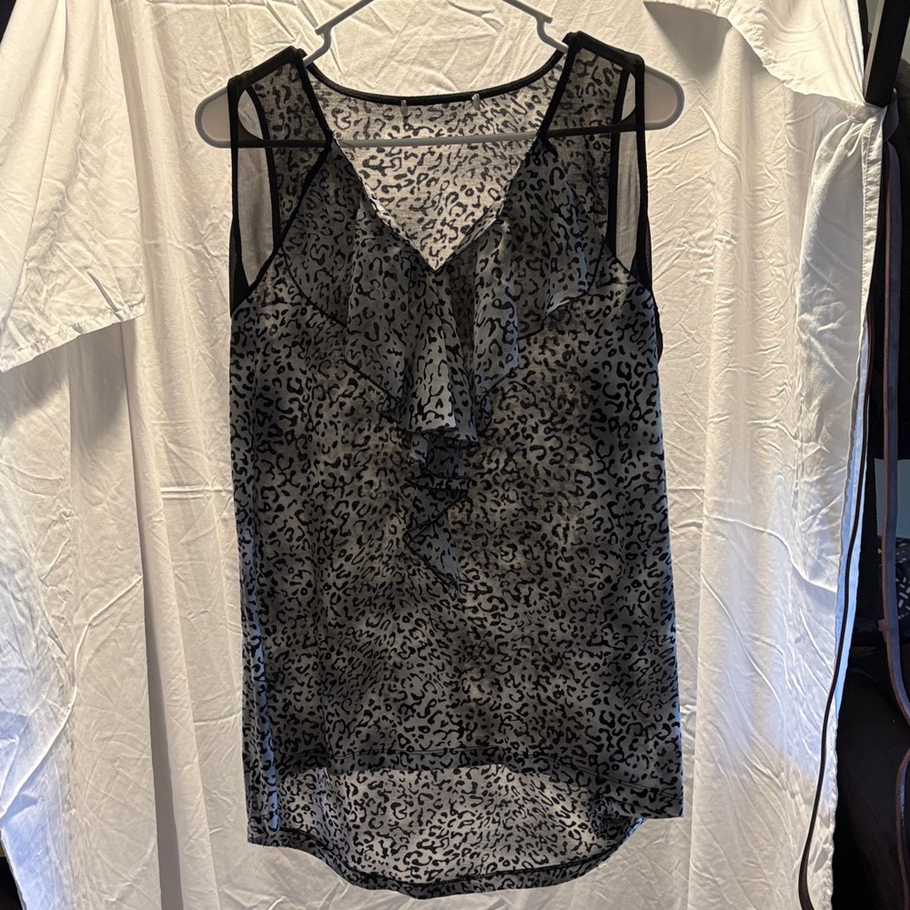 Sheer Black Leopard Print Women's Top